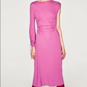 NWT Zara Studio One Shoulder Pink Dress